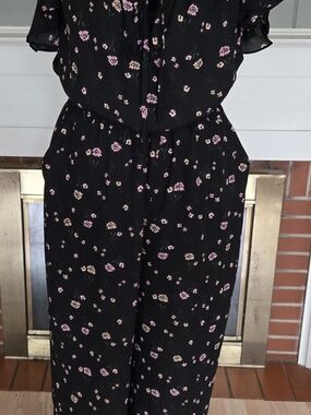 BB Dakota Black Jumpsuit with Pink Floral Print